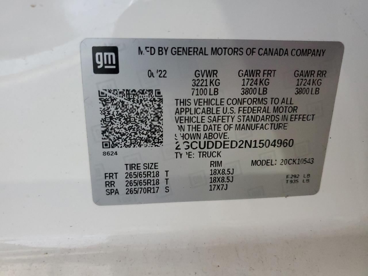 2022 Chevrolet Silverado K1500 Lt VIN: 2GCUDDED2N1504960 Lot: 70081655