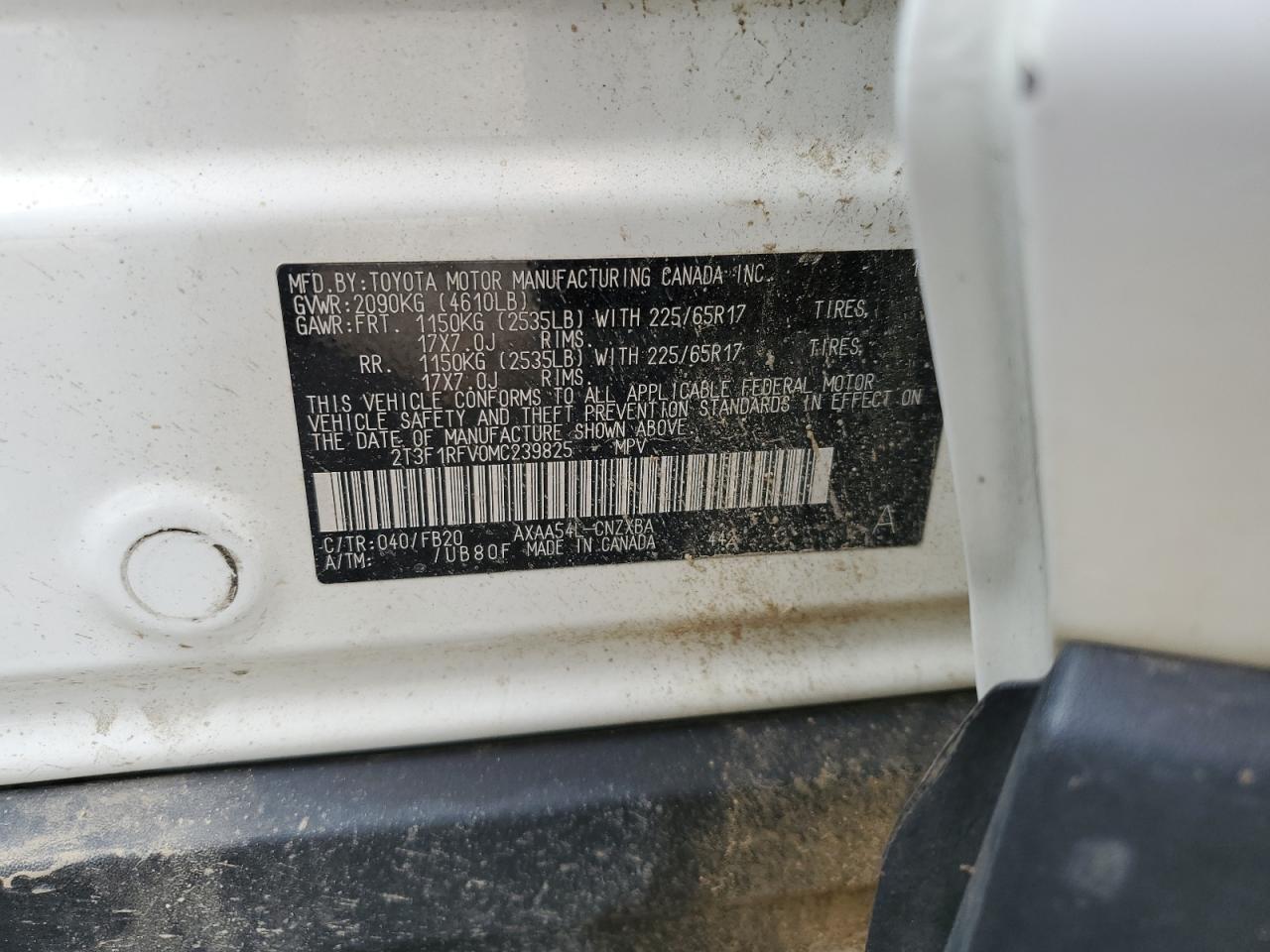 2021 Toyota Rav4 Le VIN: 2T3F1RFV0MC239825 Lot: 67405695