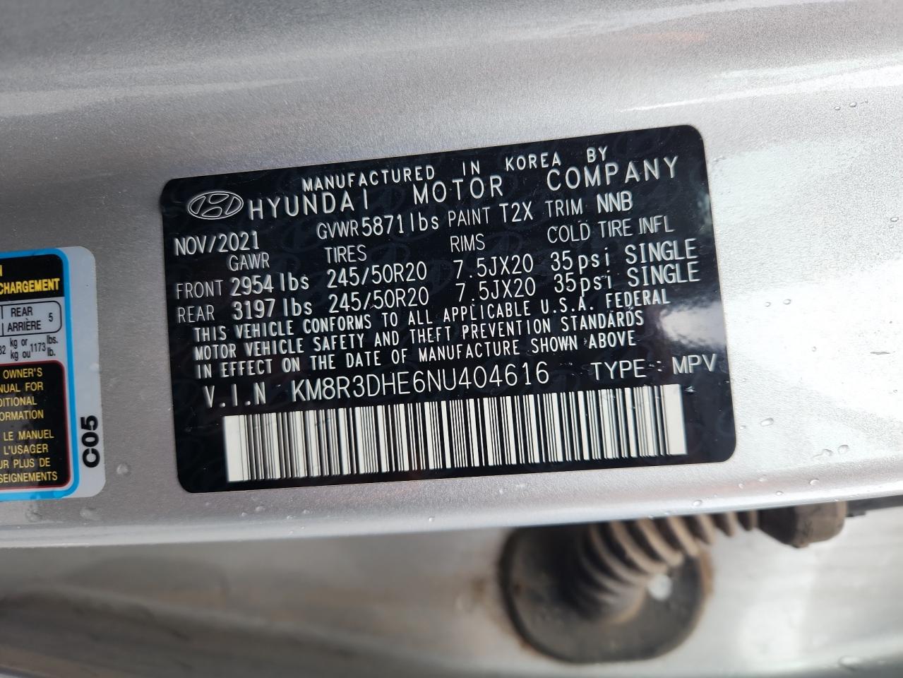 2022 Hyundai Palisade Sel VIN: KM8R3DHE6NU404616 Lot: 71118865