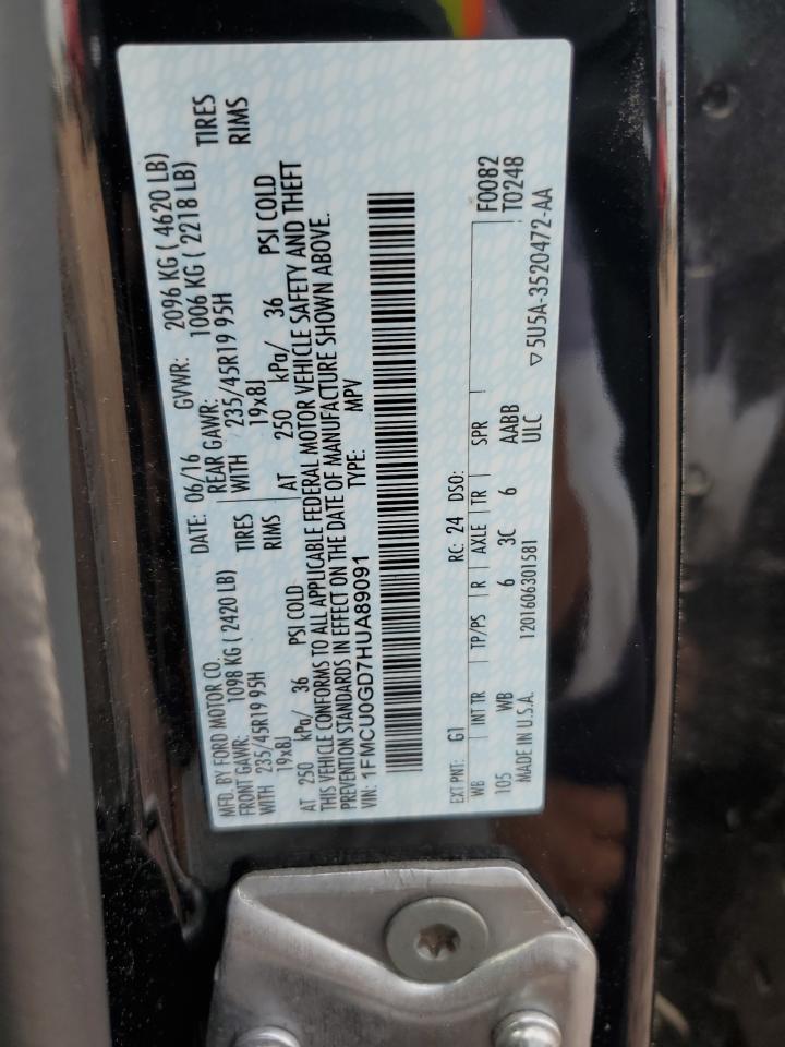 2017 Ford Escape Se VIN: 1FMCU0GD7HUA89091 Lot: 70516125