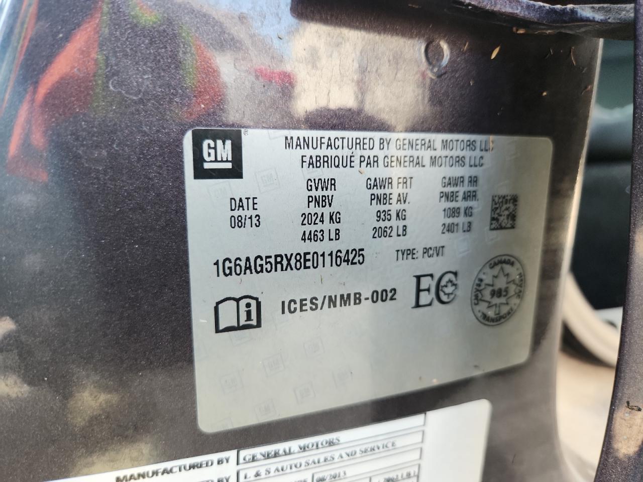 2014 Cadillac Ats VIN: 1G6AG5RX8E0116425 Lot: 68683175