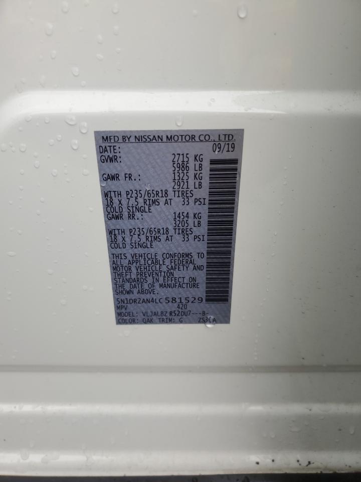 2020 Nissan Pathfinder S VIN: 5N1DR2AN4LC581529 Lot: 67199765