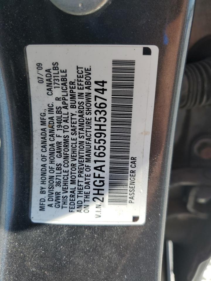 2009 Honda Civic Lx VIN: 2HGFA16559H536744 Lot: 70139575