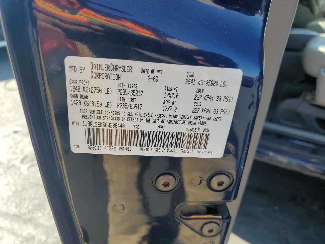 2006 Jeep Liberty Limited VIN: 1J8GL58K56W206440 Lot: 70374255