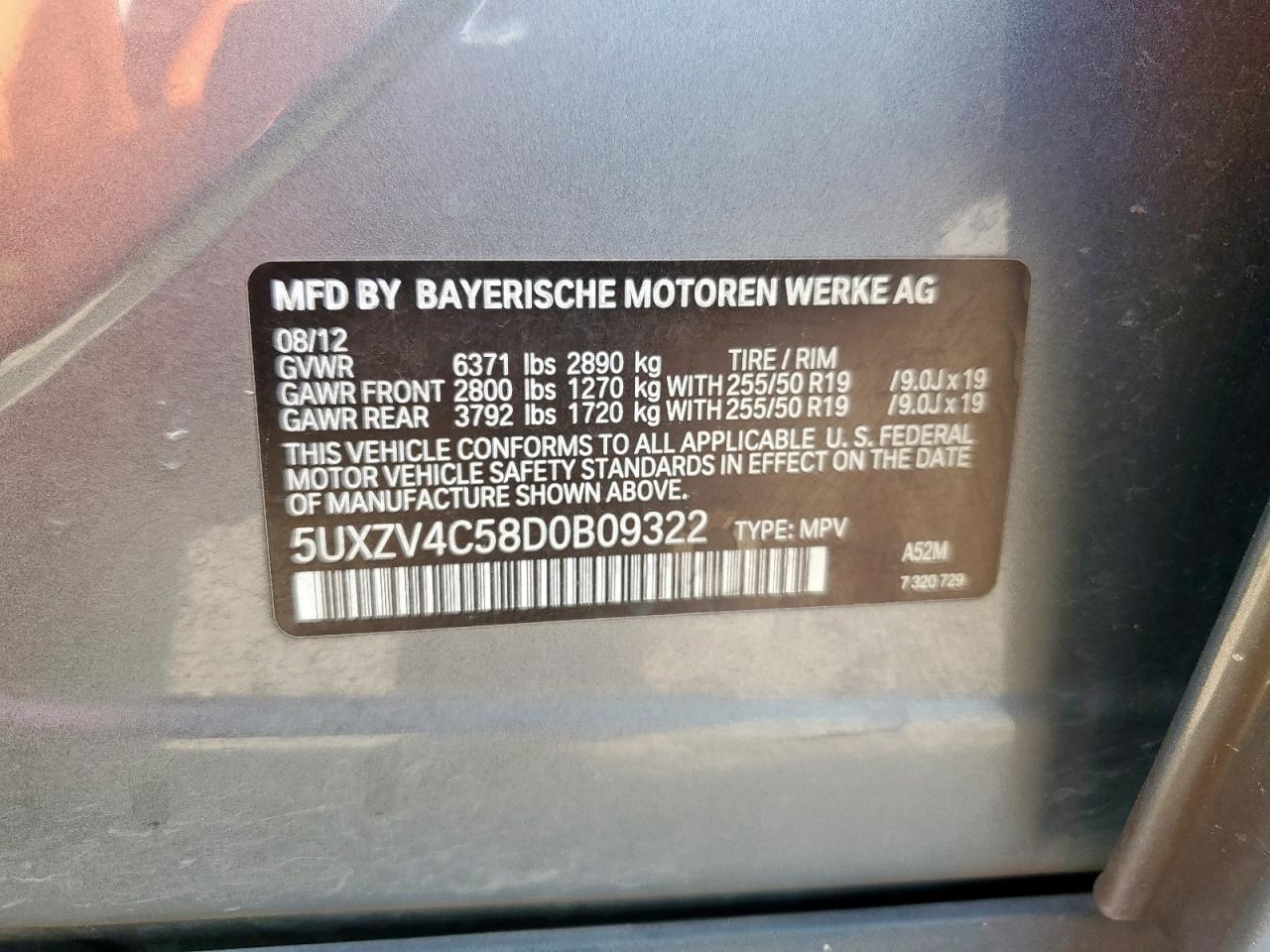 2013 BMW X5 xDrive35I VIN: 5UXZV4C58D0B09322 Lot: 69228285