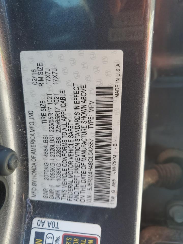 2016 Honda Cr-V Se VIN: 5J6RM4H48GL042557 Lot: 68586395