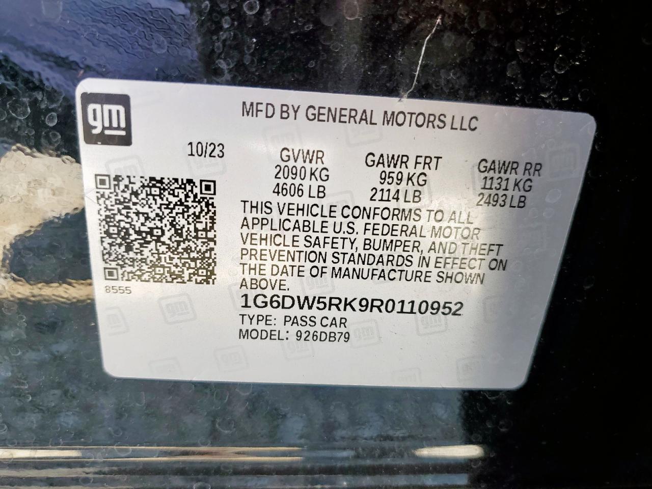 2024 Cadillac Ct5 Luxury VIN: 1G6DW5RK9R0110952 Lot: 69763535