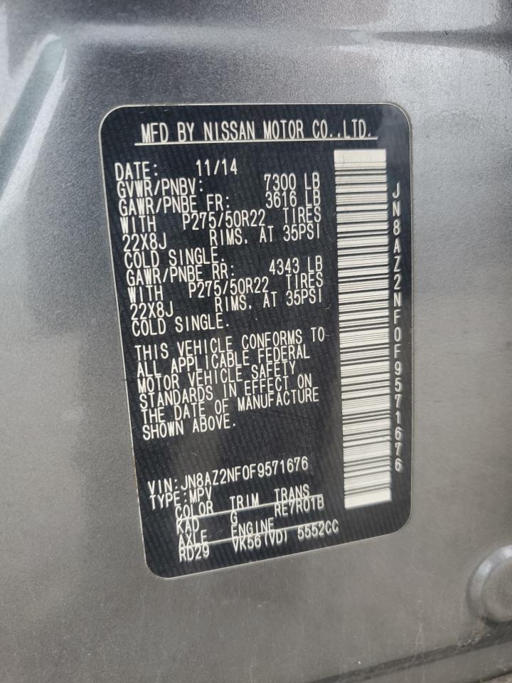 2015 Infiniti Qx80 VIN: JN8AZ2NF0F9571676 Lot: 70528505