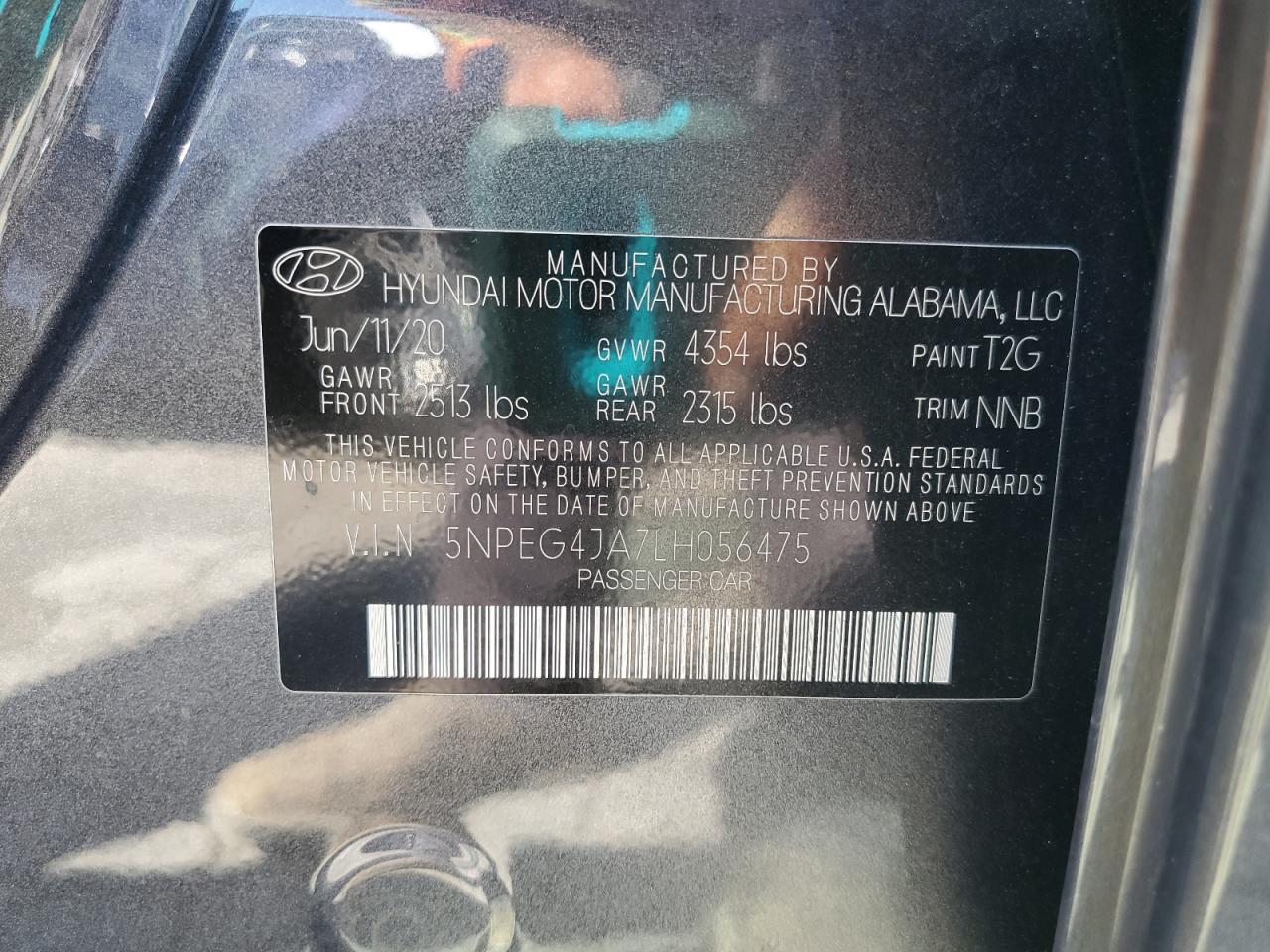 2020 Hyundai Sonata Se VIN: 5NPEG4JA7LH056475 Lot: 70889865