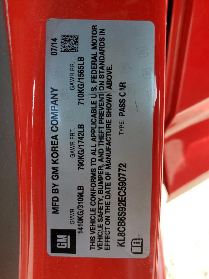 2014 Chevrolet Spark Ls VIN: KL8CB6S92EC590772 Lot: 69351705