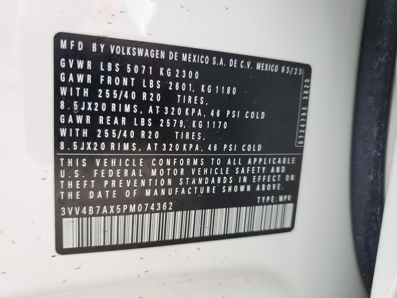 2023 Volkswagen Tiguan Sel R-Line Black VIN: 3VV4B7AX5PM074362 Lot: 67758065