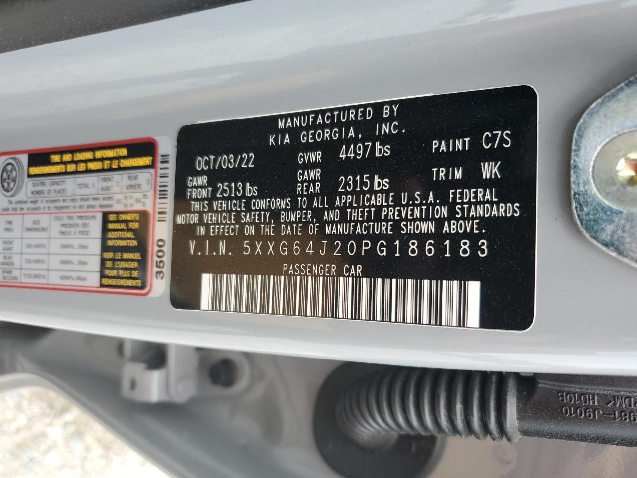 2023 Kia K5 Gt Line VIN: 5XXG64J20PG186183 Lot: 69754345