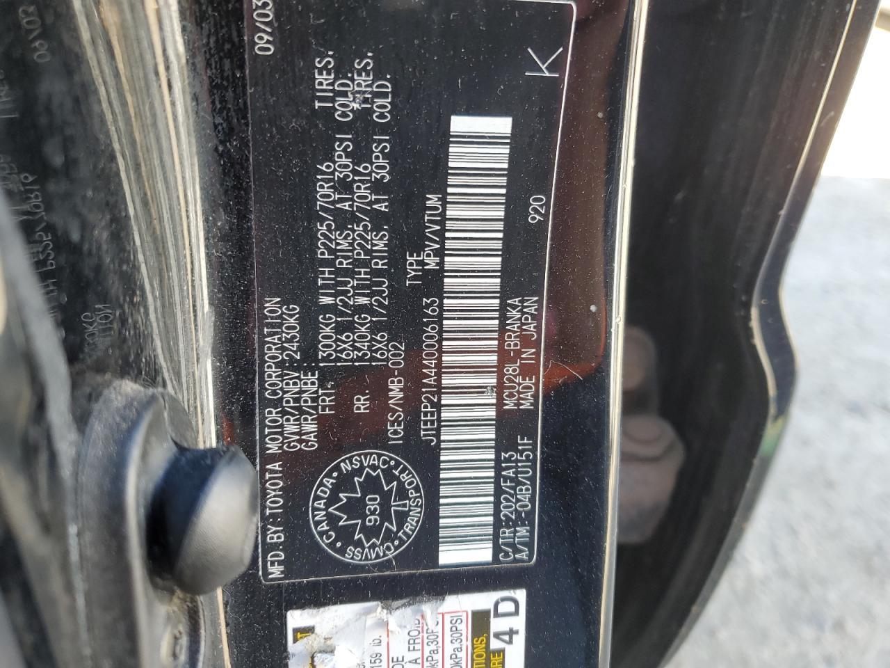 2004 Toyota Highlander VIN: JTEEP21A440006163 Lot: 69320535