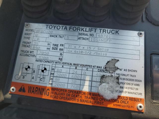 2013 TOYOTA 8FGCU20 FORKLIFT