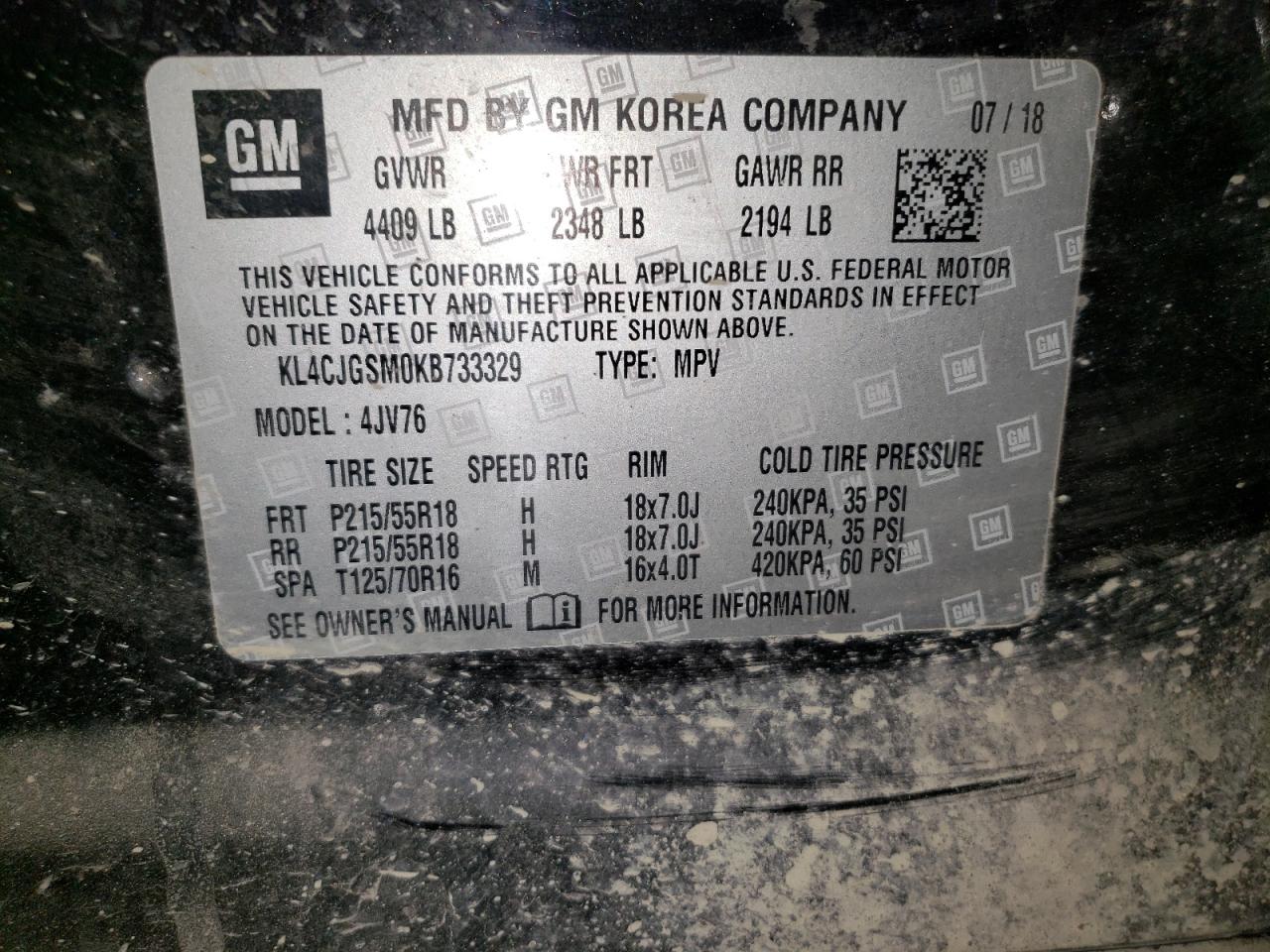 2019 Buick Encore Essence VIN: KL4CJGSM0KB733329 Lot: 67093835