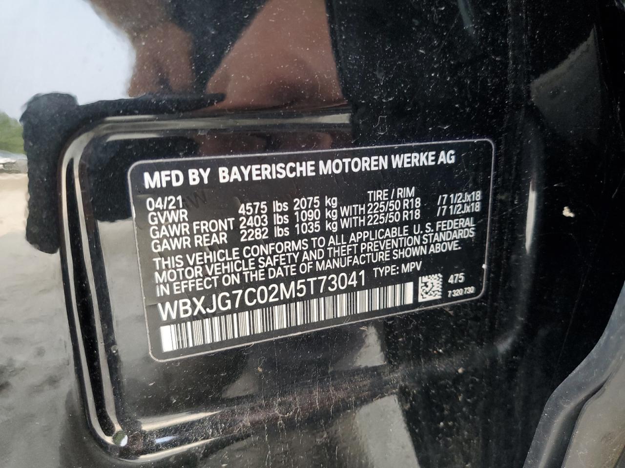 2021 BMW X1 Sdrive28I VIN: WBXJG7C02M5T73041 Lot: 67910425