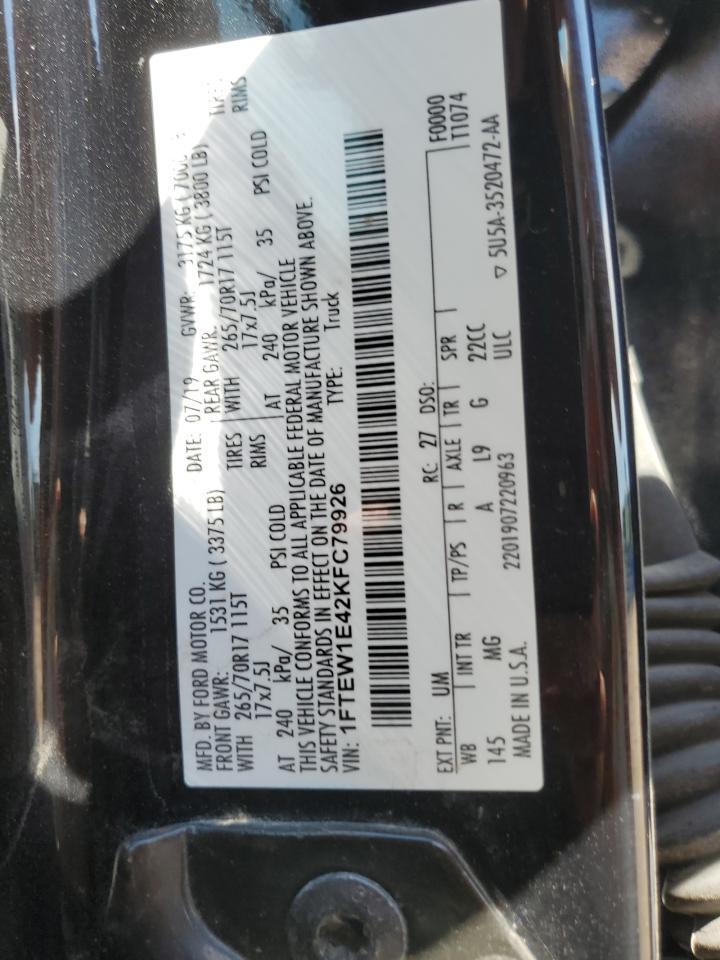 2019 Ford F150 Supercrew VIN: 1FTEW1E42KFC79926 Lot: 68441625