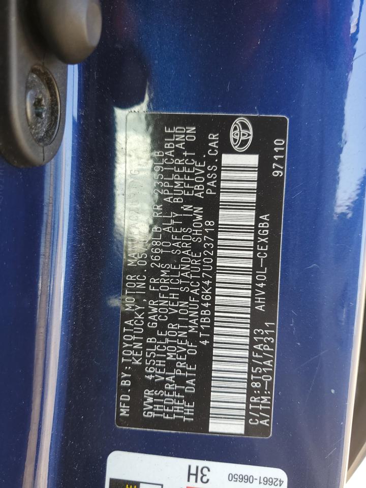 2007 Toyota Camry Hybrid VIN: 4T1BB46K47U023718 Lot: 67476375