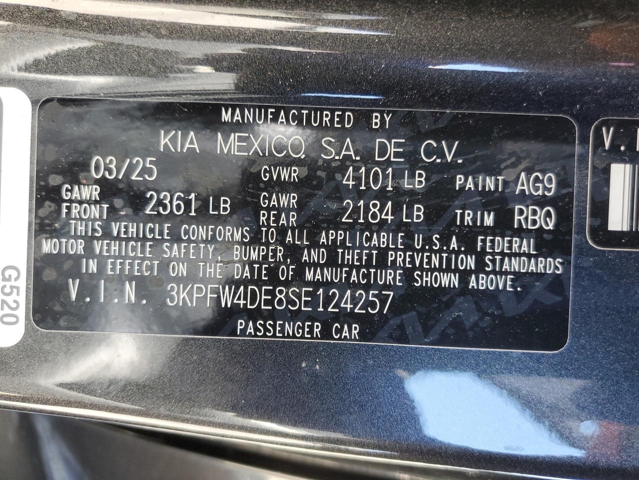 2025 Kia K4 Gt Line VIN: 3KPFW4DE8SE124257 Lot: 69518585