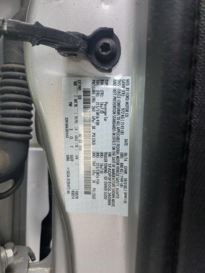 2017 Ford Focus Se VIN: 1FADP3FE0GL360966 Lot: 70655145