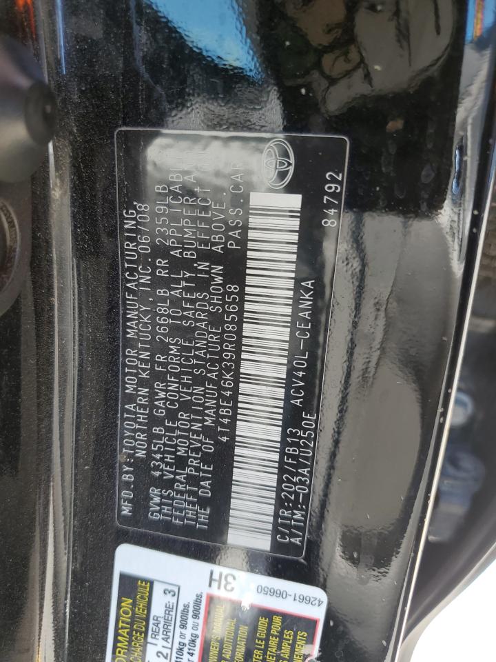 2009 Toyota Camry Base VIN: 4T4BE46K39R085658 Lot: 70747085