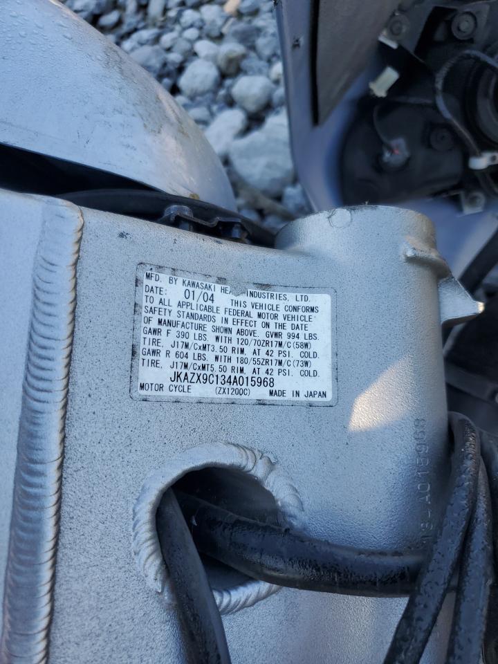 2004 Kawasaki Zx1200 C VIN: JKAZX9C134A015968 Lot: 69300705