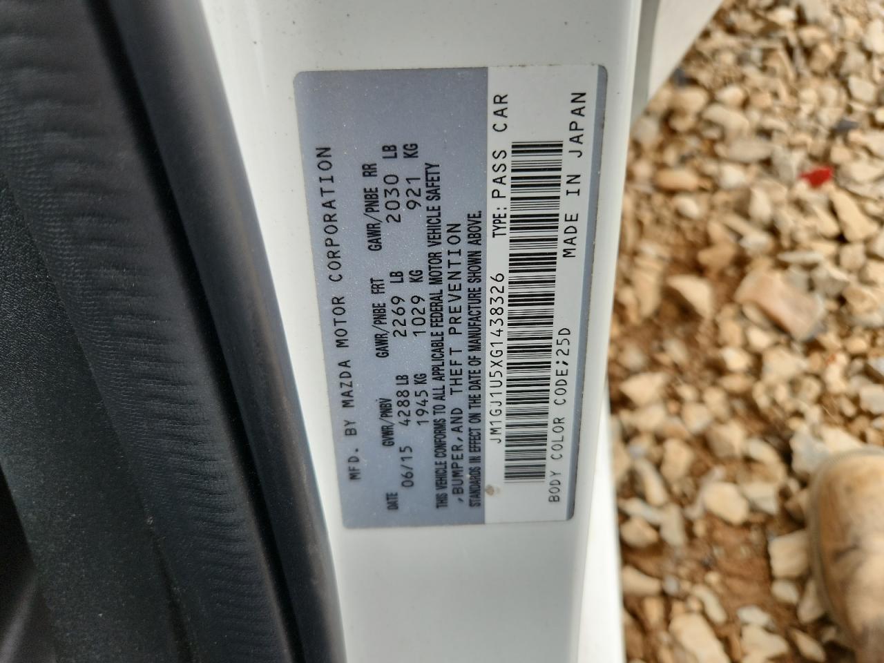2016 Mazda 6 Sport VIN: JM1GJ1U5XG1438326 Lot: 70759425