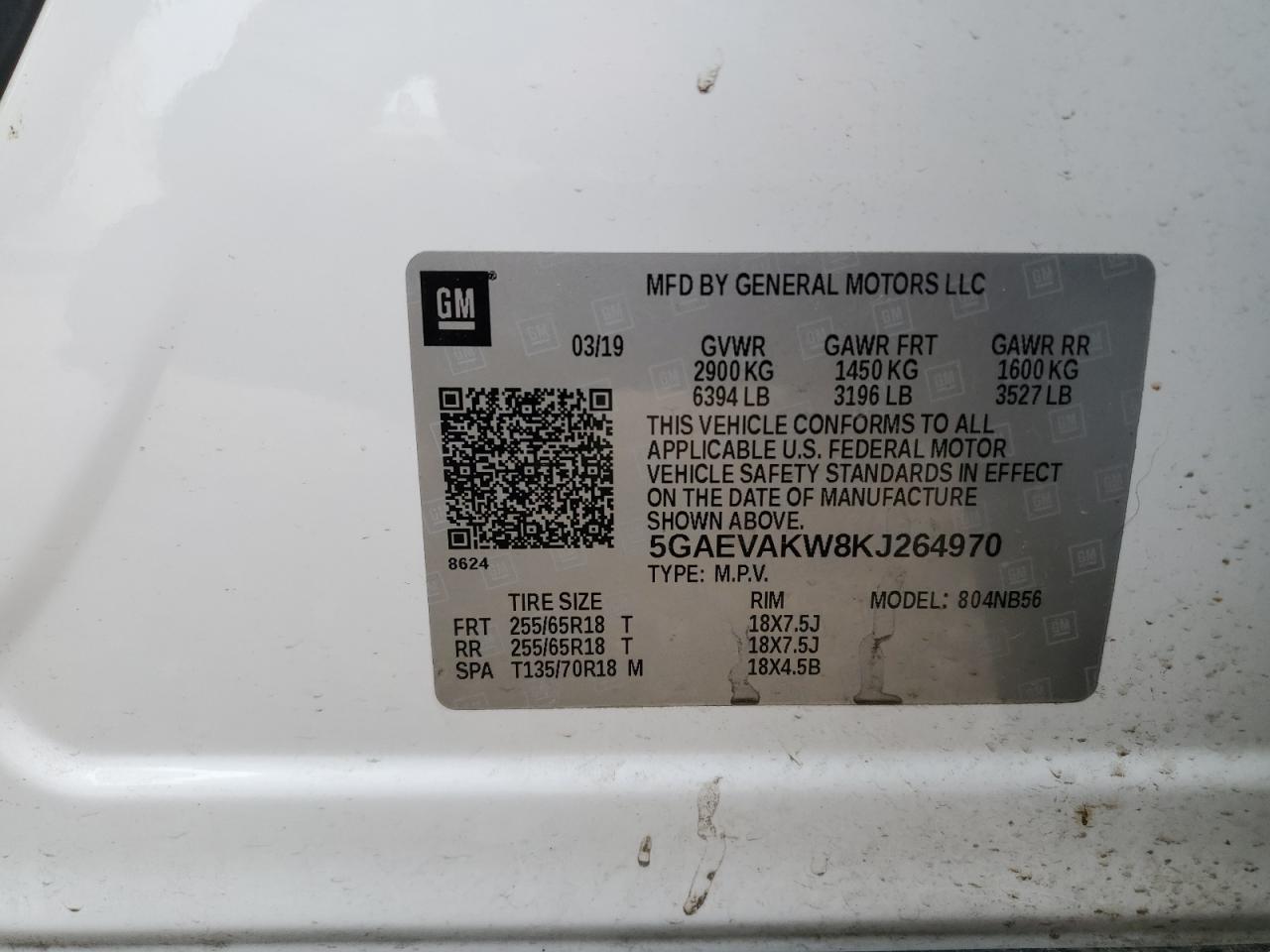 2019 Buick Enclave Essence VIN: 5GAEVAKW8KJ264970 Lot: 67575595