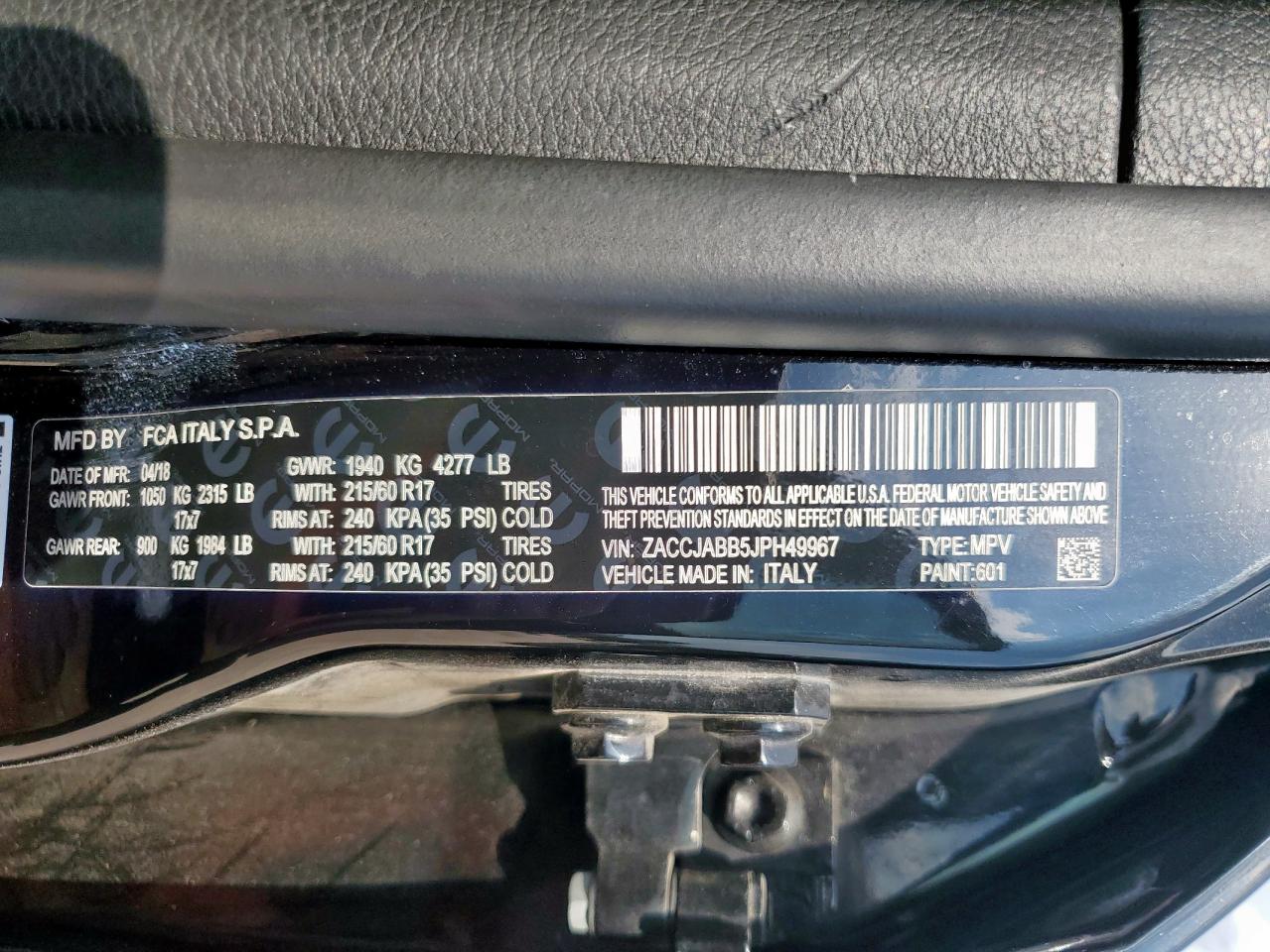 2018 Jeep Renegade Latitude VIN: ZACCJABB5JPH49967 Lot: 66553055