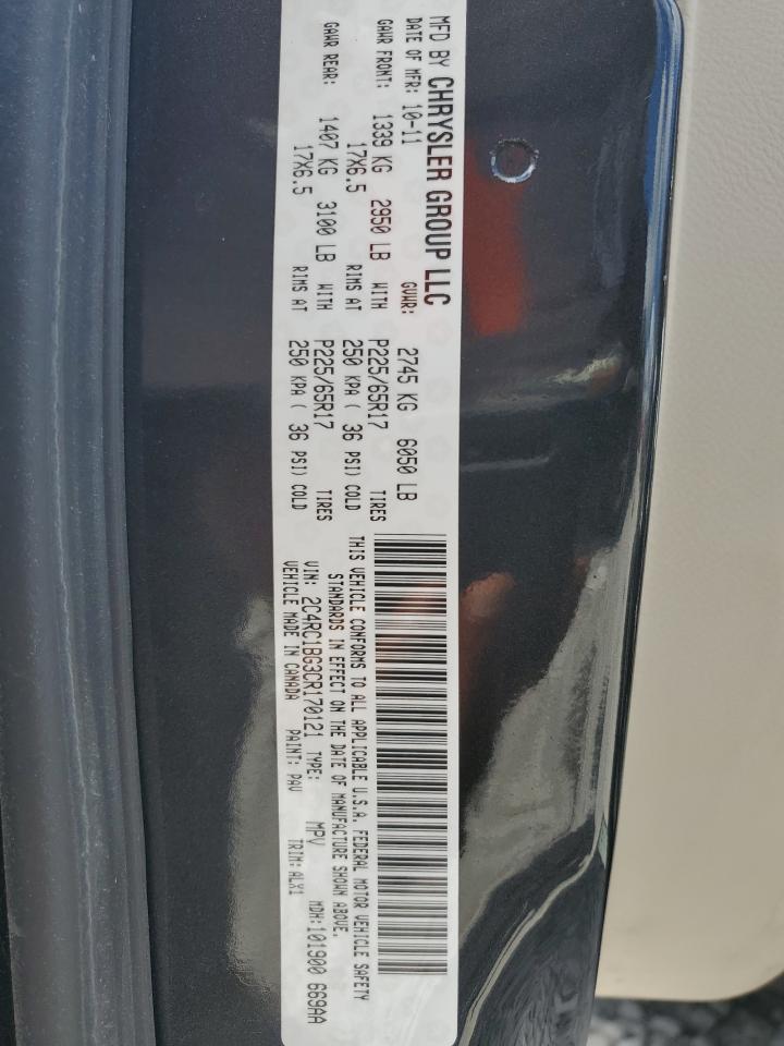 2012 Chrysler Town & Country Touring VIN: 2C4RC1BG3CR170121 Lot: 69768955