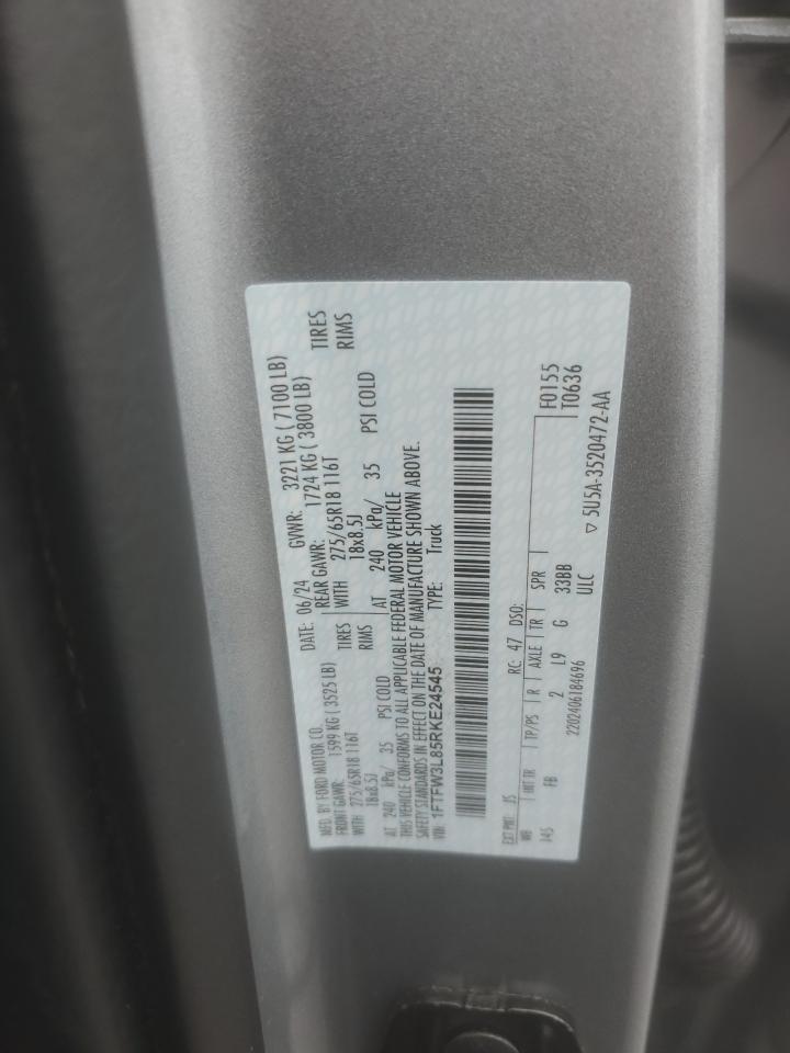 2024 Ford F150 Xlt VIN: 1FTFW3L85RKE24545 Lot: 67098195