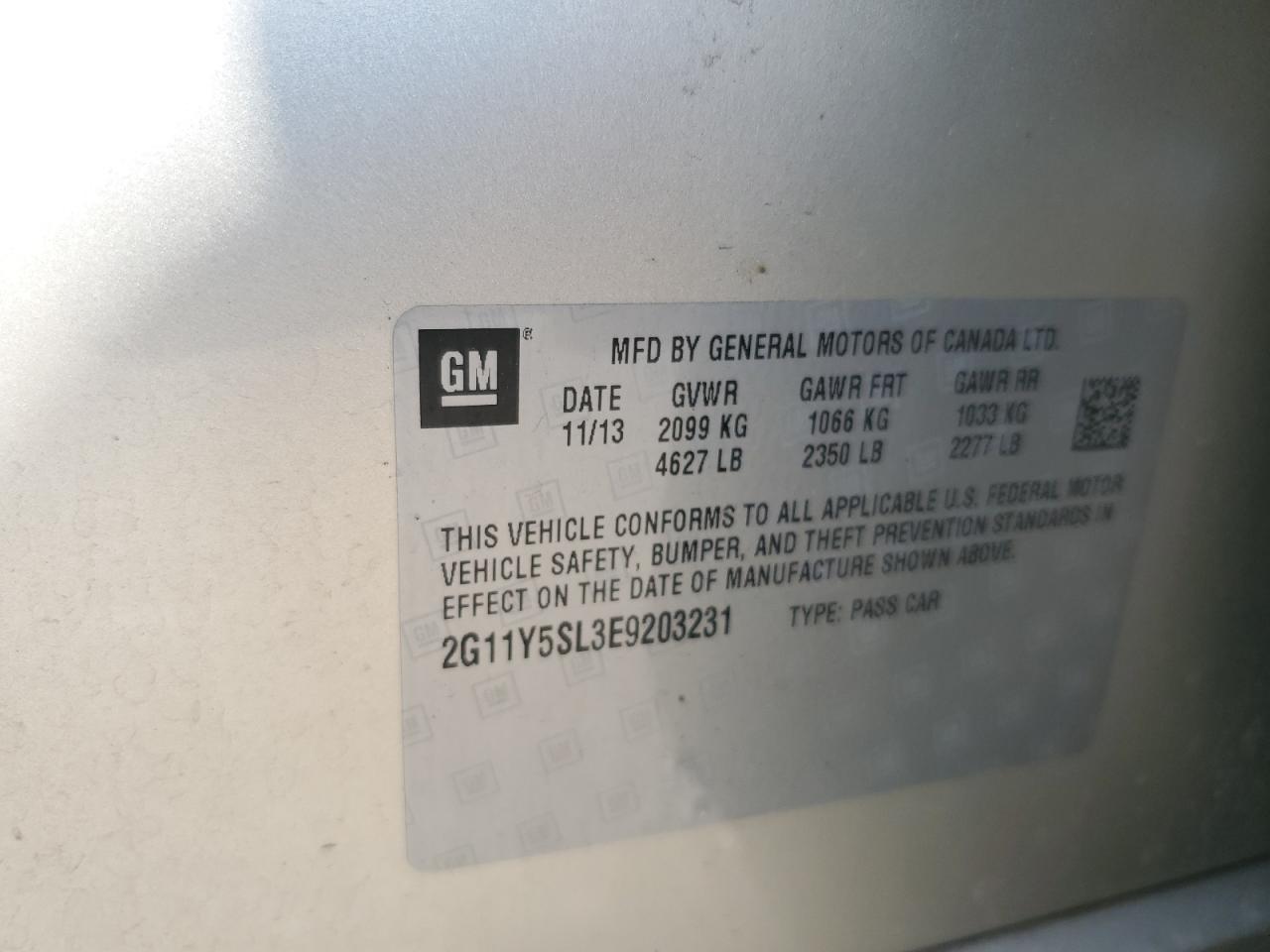 2014 Chevrolet Impala Ls VIN: 2G11Y5SL3E9203231 Lot: 69192415