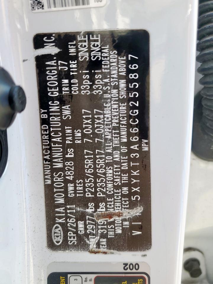 2012 Kia Sorento Base VIN: 5XYKT3A66CG255867 Lot: 67977275