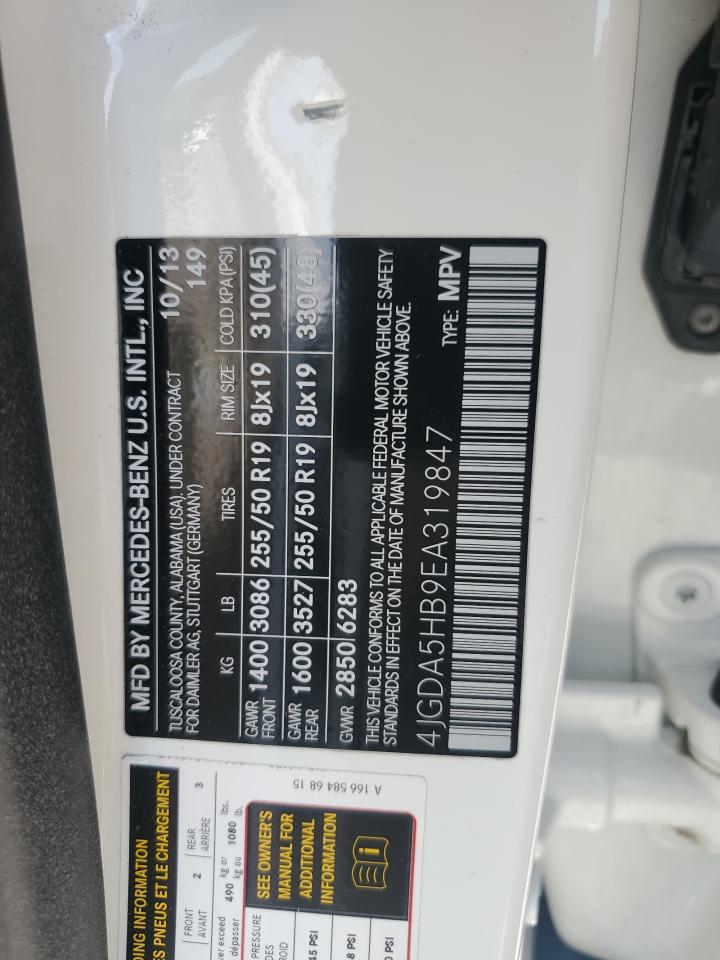 2014 Mercedes-Benz Ml 350 4Matic VIN: 4JGDA5HB9EA319847 Lot: 70530365