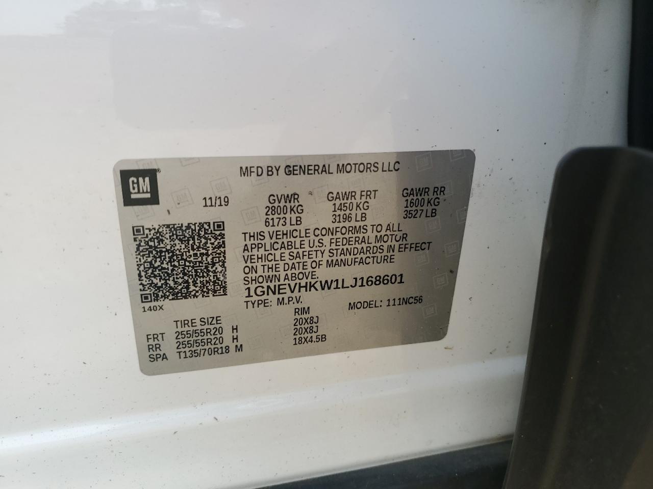 2020 Chevrolet Traverse Lt VIN: 1GNEVHKW1LJ168601 Lot: 67742045