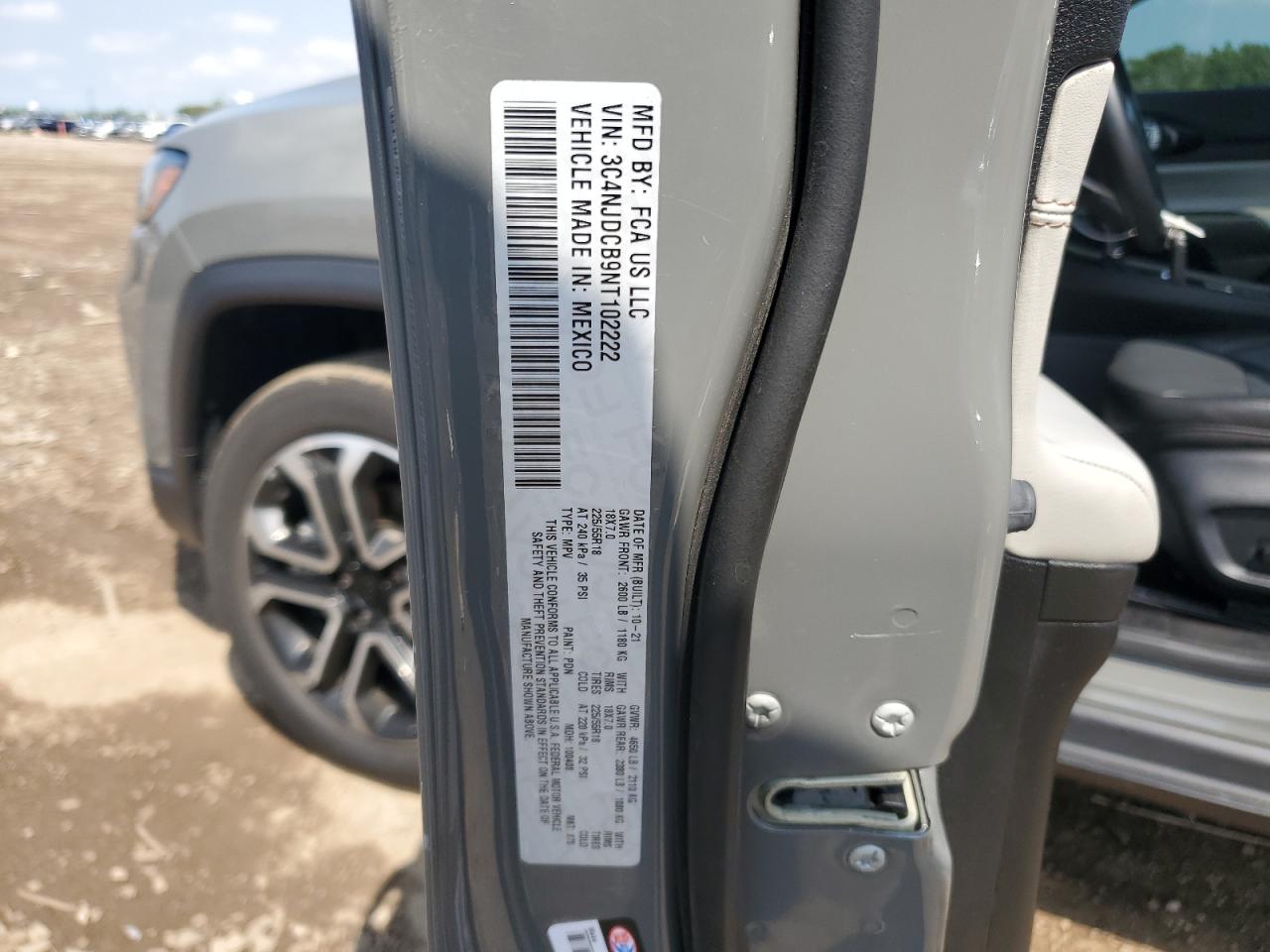 2022 Jeep Compass Limited VIN: 3C4NJDCB9NT102222 Lot: 70653955