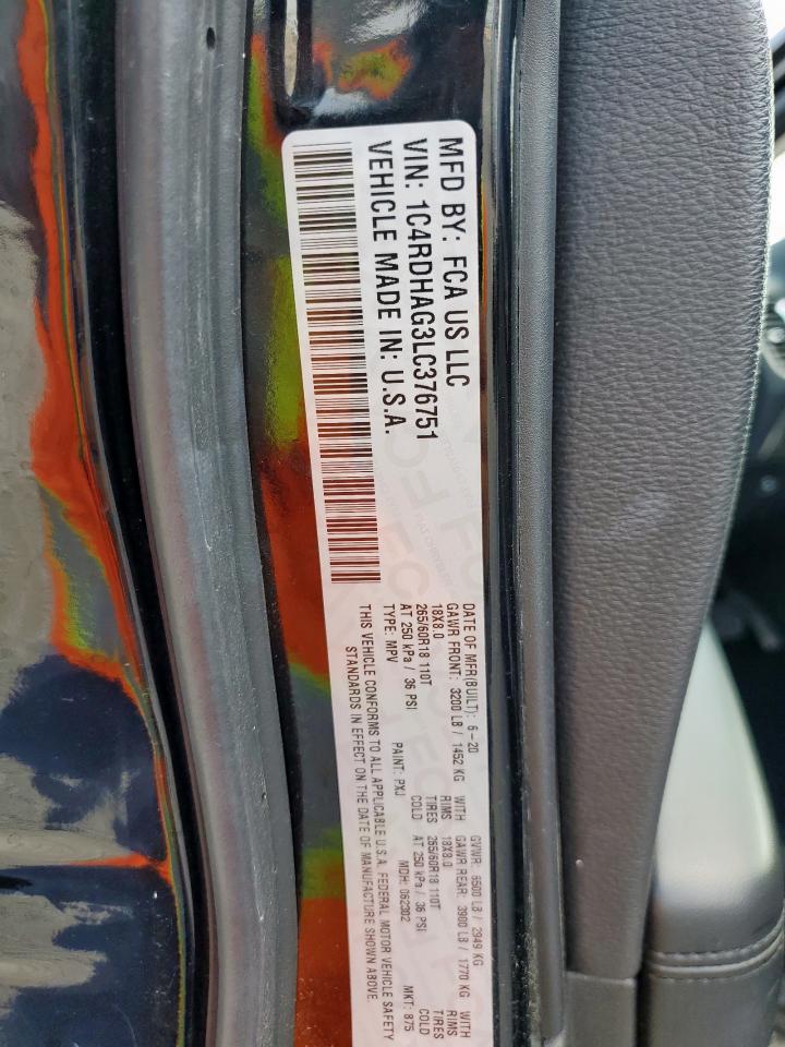 2020 Dodge Durango Sxt VIN: 1C4RDHAG3LC376751 Lot: 68504855