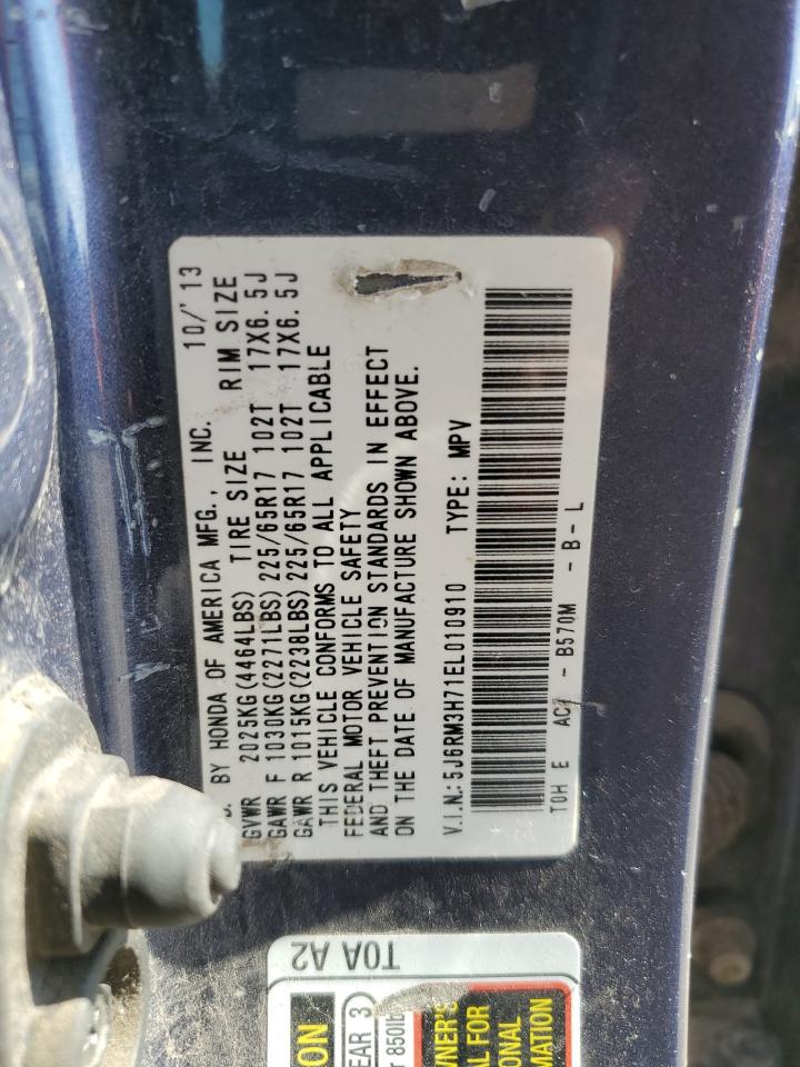 2014 Honda Cr-V Exl VIN: 5J6RM3H71EL010910 Lot: 68975925