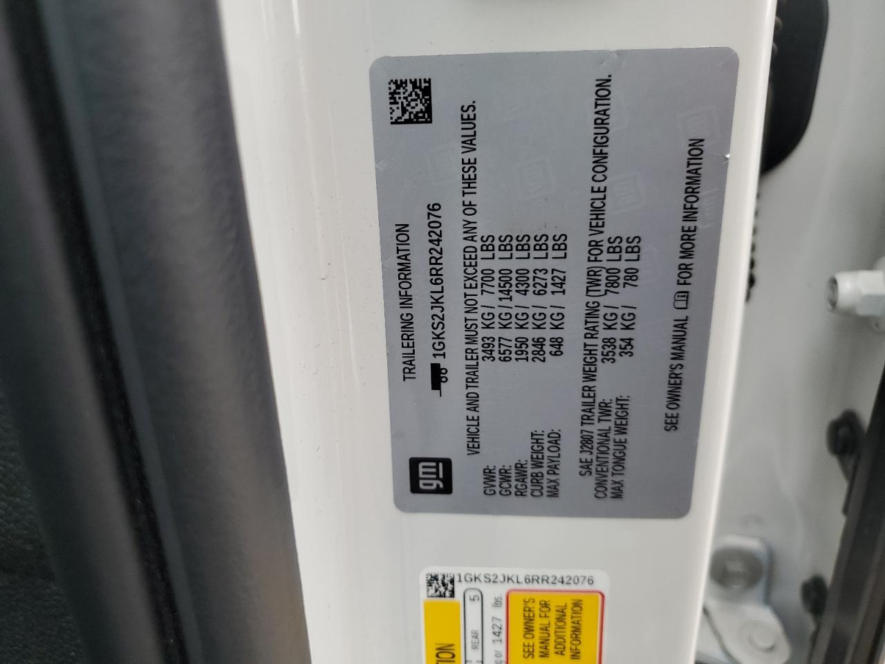 2024 GMC Yukon Xl Denali VIN: 1GKS2JKL6RR242076 Lot: 69750665