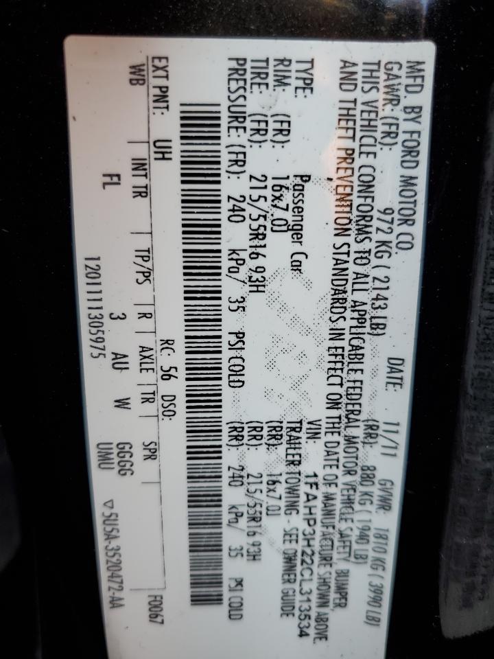 2012 Ford Focus Sel VIN: 1FAHP3H22CL313534 Lot: 70270485