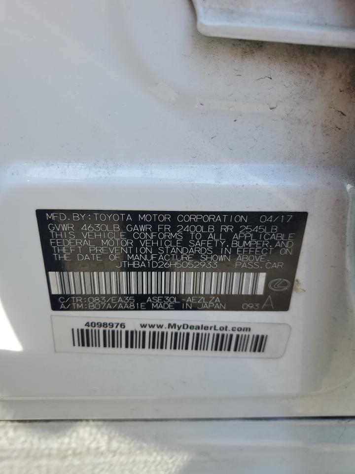 2017 Lexus Is 200T VIN: JTHBA1D26H5052933 Lot: 68193635