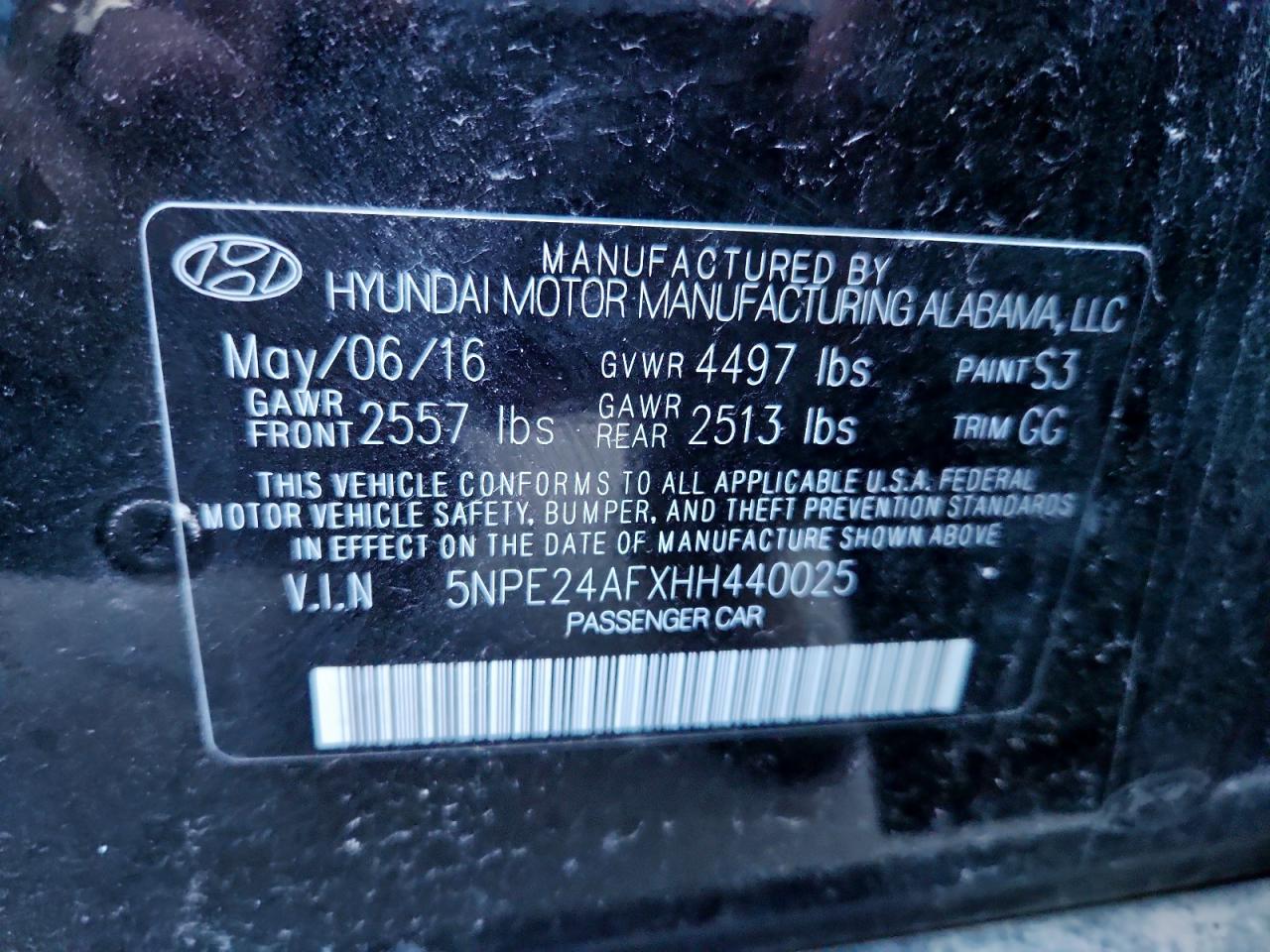 2017 Hyundai Sonata Se VIN: 5NPE24AFXHH440025 Lot: 70543125