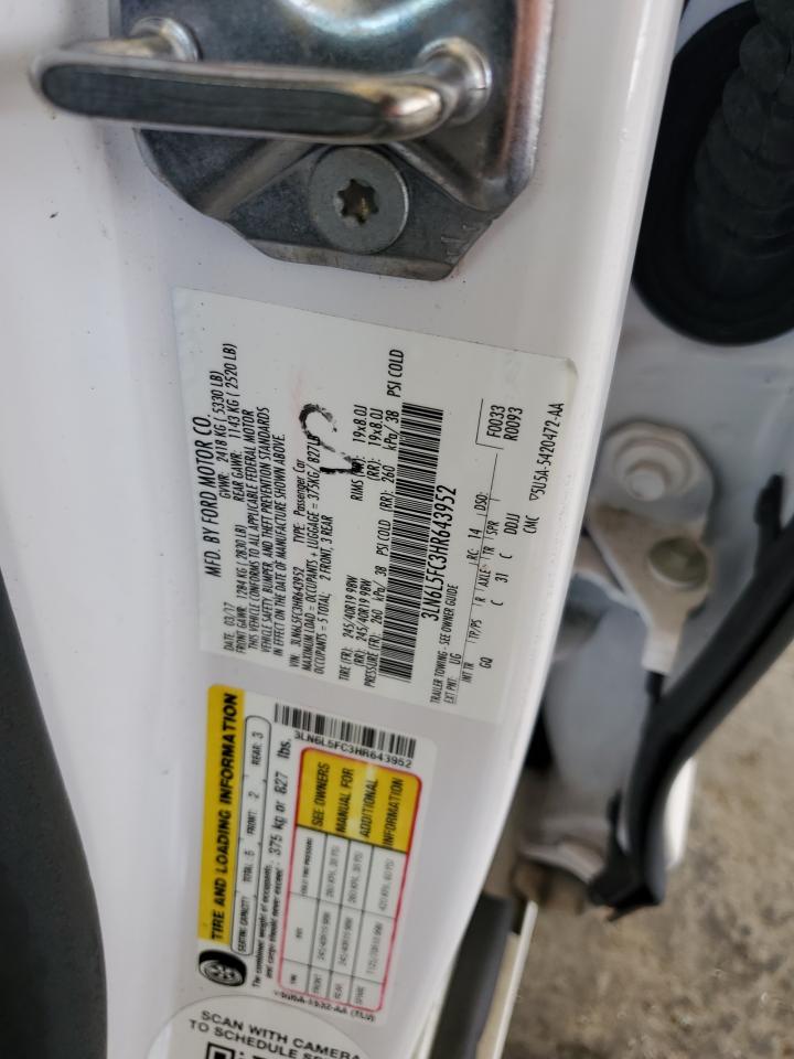 2017 Lincoln Mkz Reserve VIN: 3LN6L5FC3HR643952 Lot: 70804125