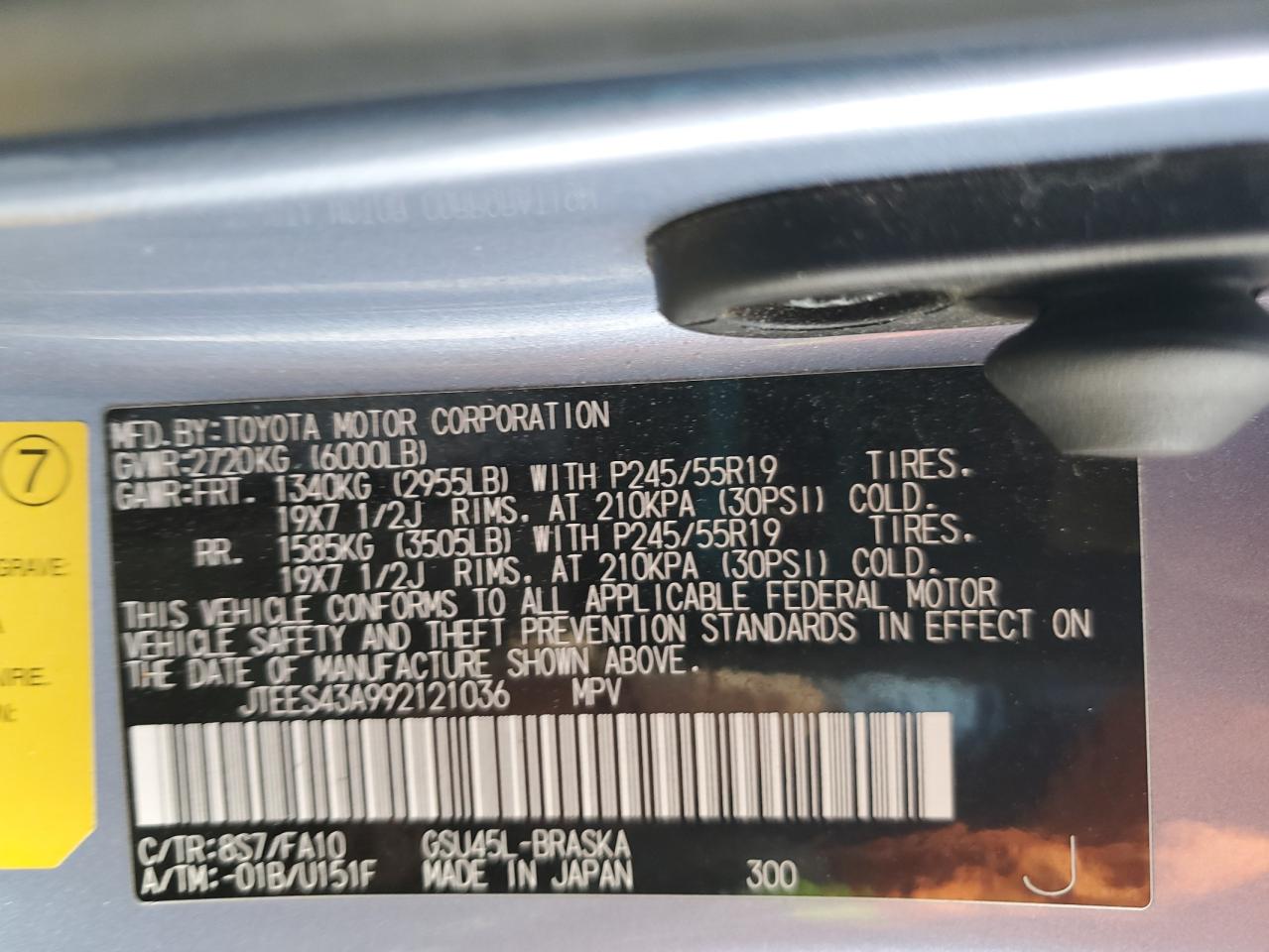 2009 Toyota Highlander Sport VIN: JTEES43A992121036 Lot: 68219875