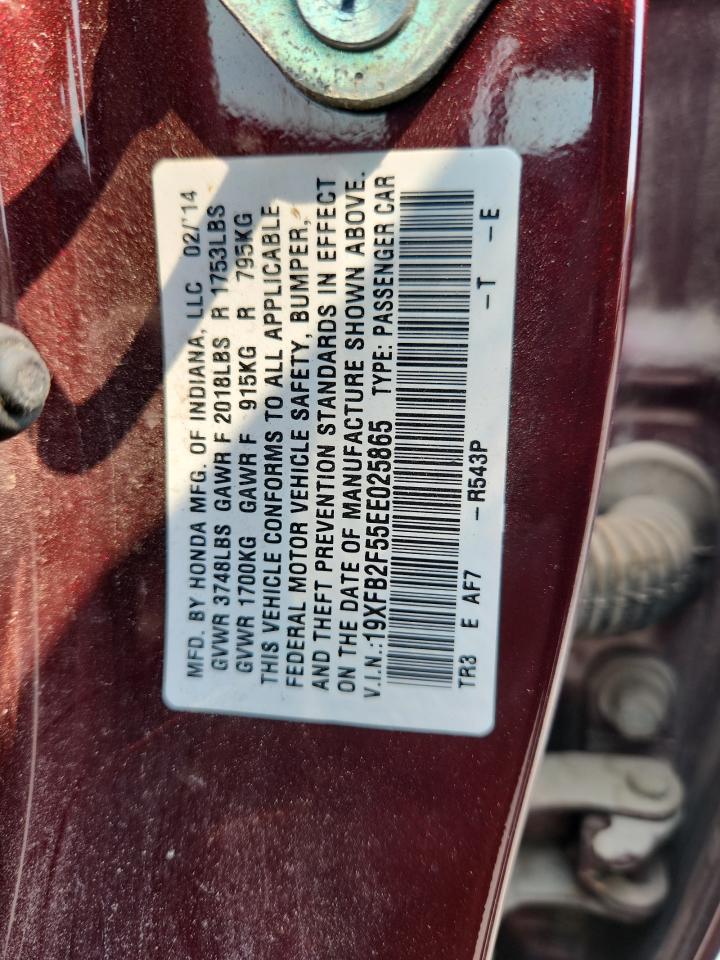 2014 Honda Civic Lx VIN: 19XFB2F55EE025865 Lot: 69784655