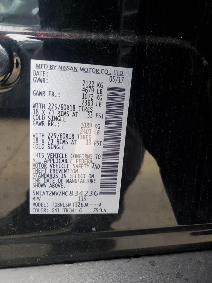 2017 Nissan Rogue Sv VIN: 5N1AT2MV7HC834236 Lot: 69676905