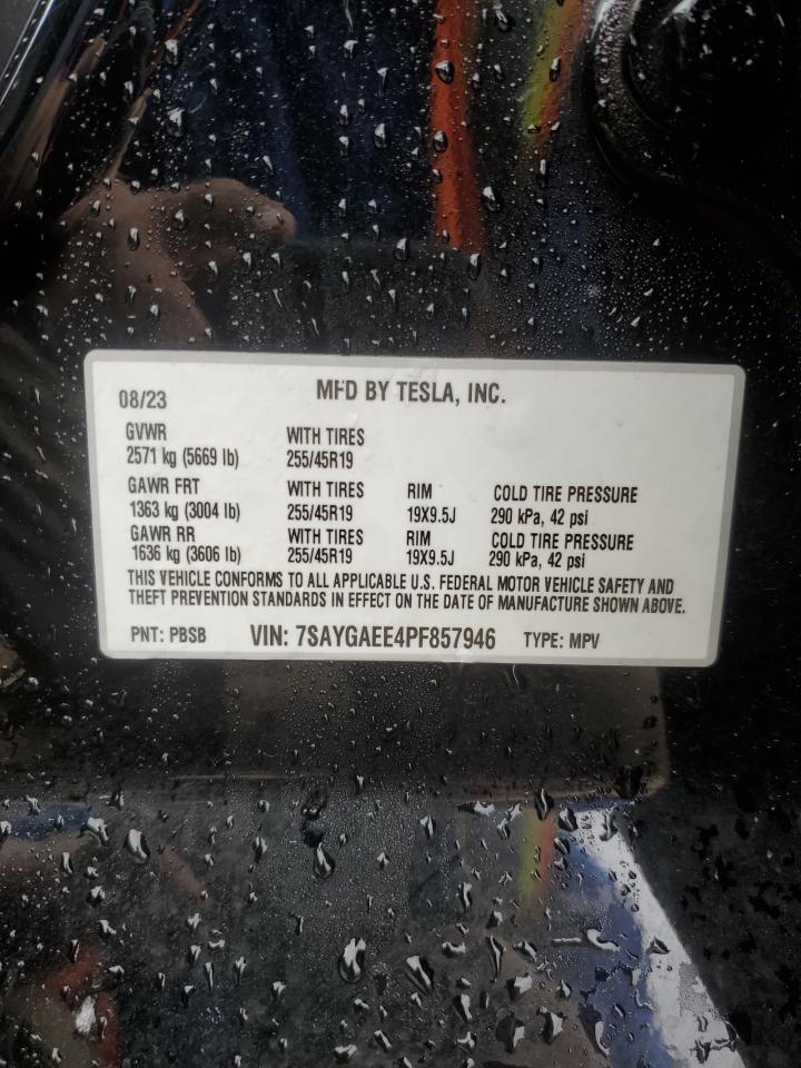 2023 Tesla Model Y VIN: 7SAYGAEE4PF857946 Lot: 69020665