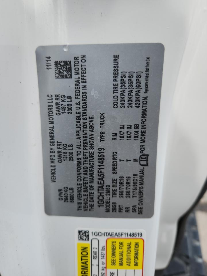 2015 Chevrolet Colorado VIN: 1GCHTAEA5F1148519 Lot: 70354555