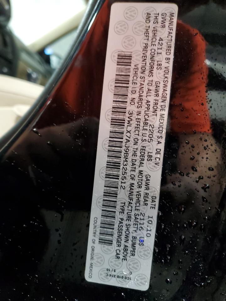 2011 Volkswagen Jetta Sel VIN: 3VWLX7AJ9BM325512 Lot: 69381635