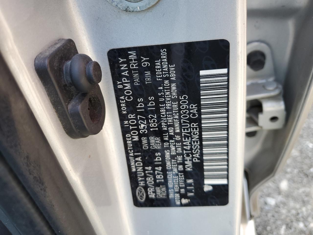 2014 Hyundai Accent Gls VIN: KMHCT4AE7EU703905 Lot: 68459865